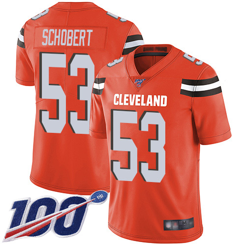 Cleveland Browns Joe Schobert Men Orange Limited Jersey #53 NFL Football Alternate 100th Season Vapor Untouchable->cleveland browns->NFL Jersey